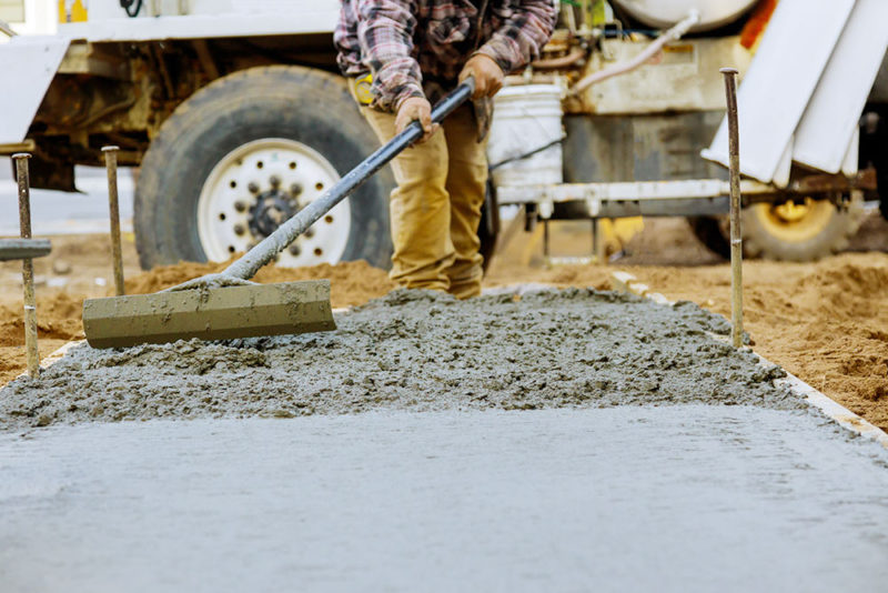 pouring concrete